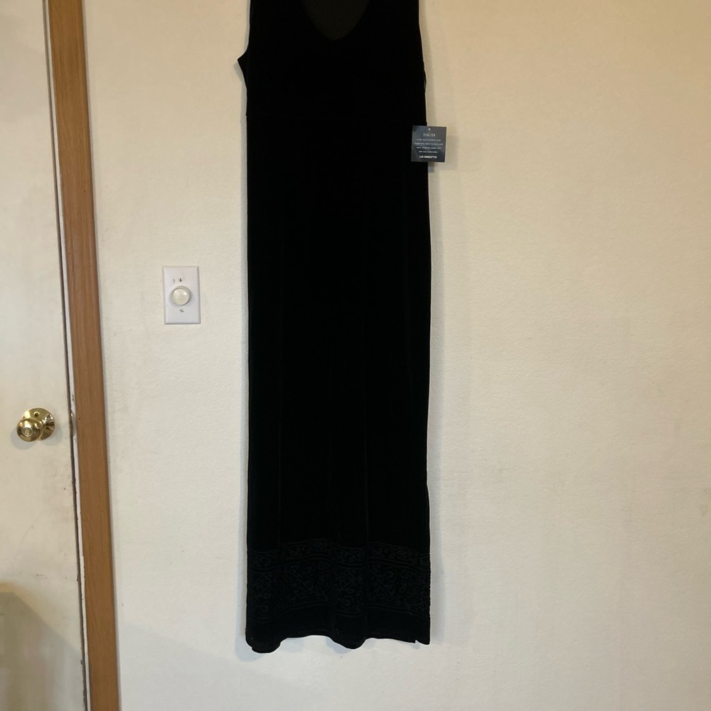 NWT Dead Stock Liz Claiborne Medium Black Velvet Whimsy Goth Maxi Dress